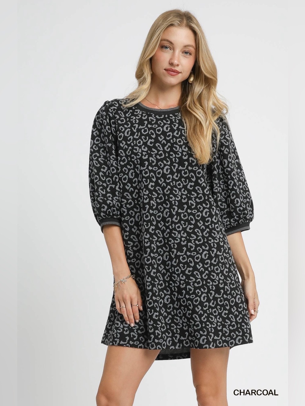 Umgee Leopard Print Jacquard Mini Dress